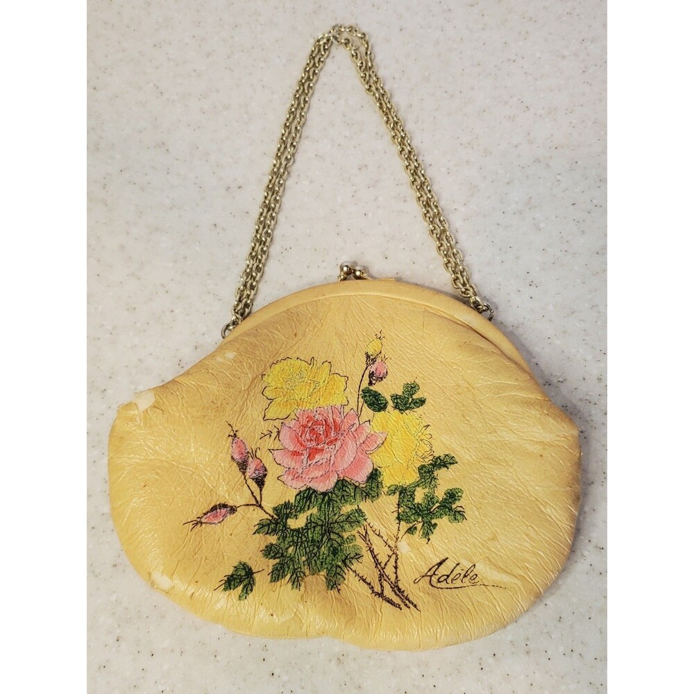 Vintage Adele Miami Floral Handbag Chain Strap Clutch Purse MCM Display Piece
